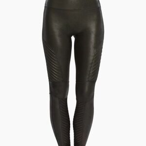 Spanx Leather Moto Black High-Waisted Women's Leggings pants